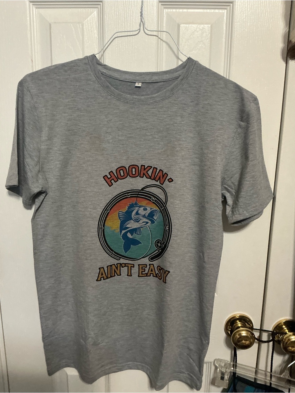 Cricut White Short-Sleeve Fishing Graphic Tee with Red, Blue, Green Accents